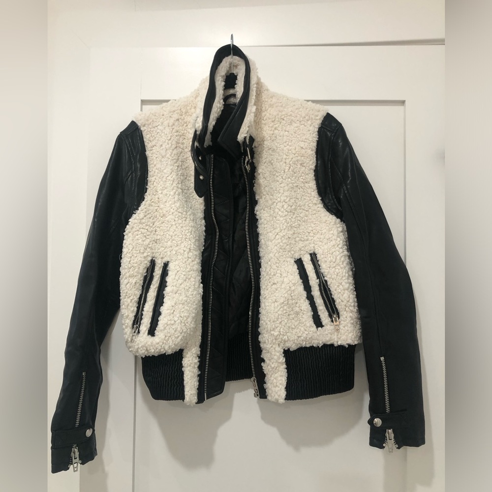 Blank NYC Sherpa and Leather Going Out Jacket